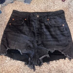 American Eagle Outfitters Black Distressed Jean Shorts
